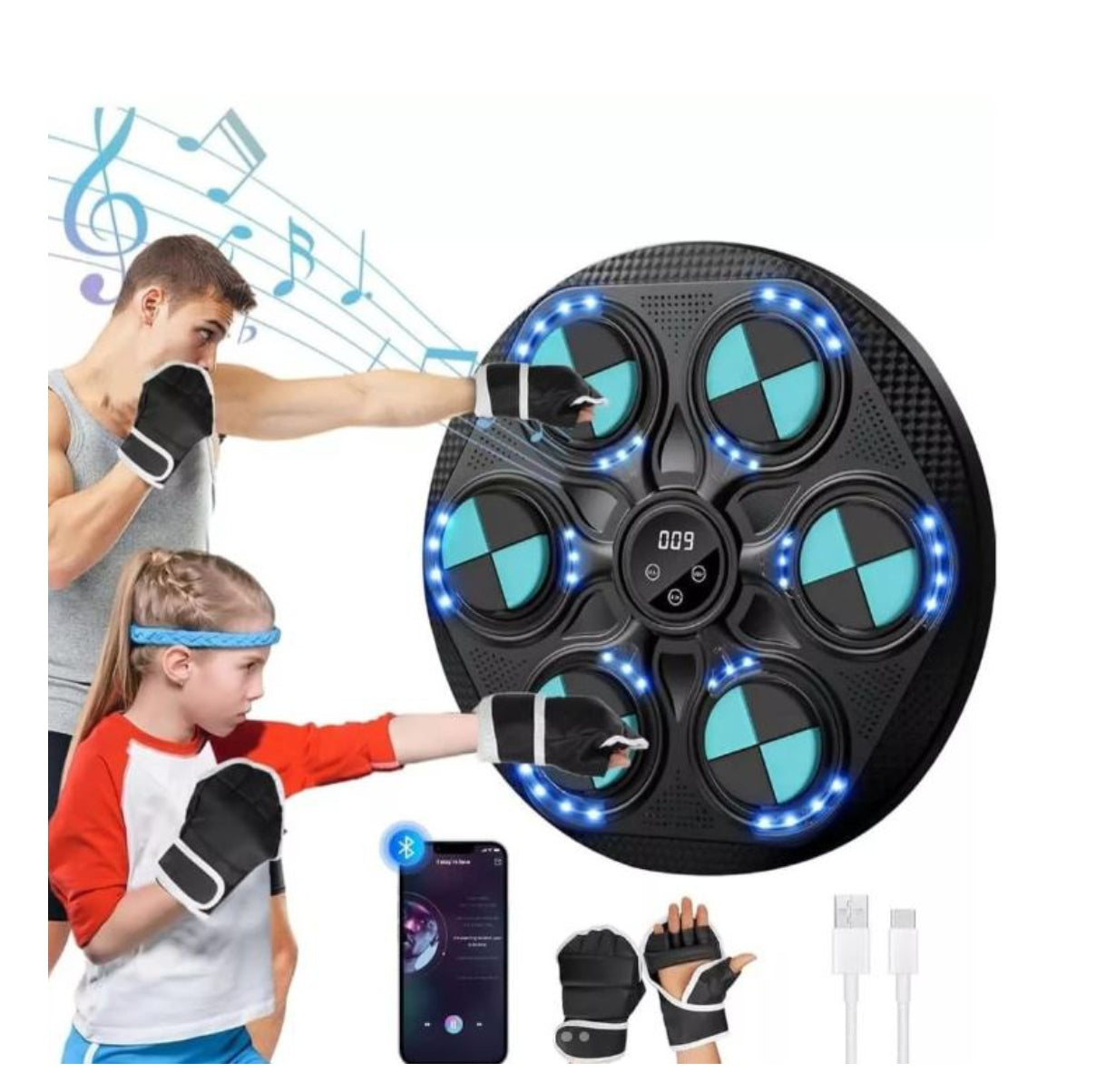🥊 ¡Máquina de Boxeo Musical - ¡Golpea con Ritmo y Precisión + Guantes GRATIS!