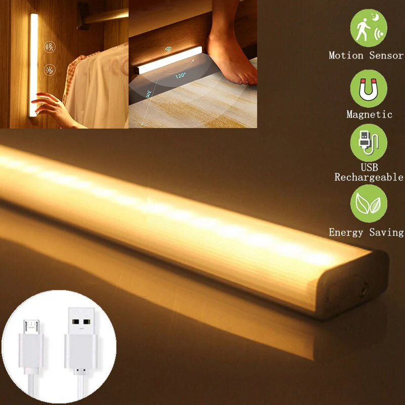 ¡Luz automática donde la necesites!🚶♂️💡 Barra LED con Sensor y Batería Recargable 🔋