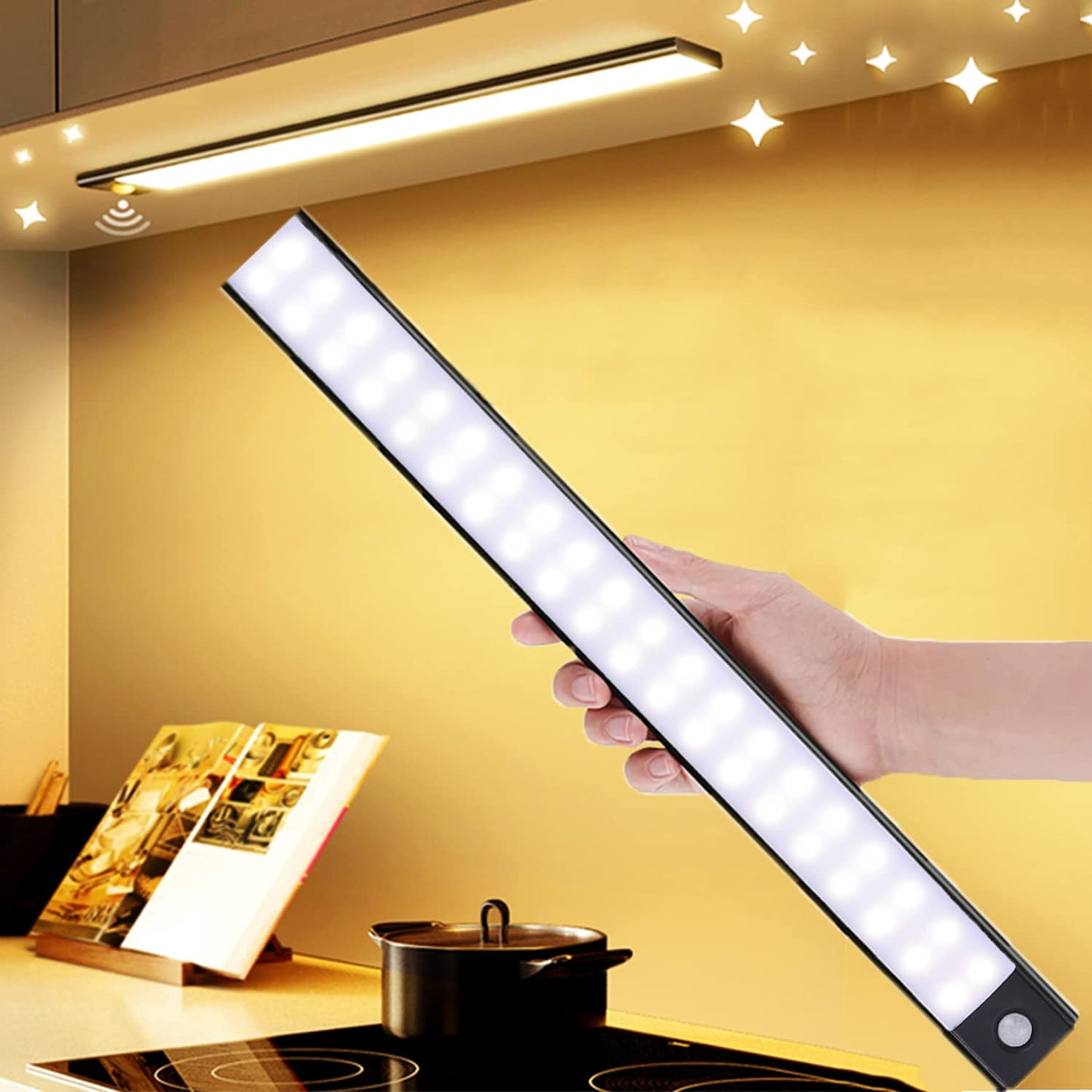 ¡Luz automática donde la necesites!🚶♂️💡 Barra LED con Sensor y Batería Recargable 🔋