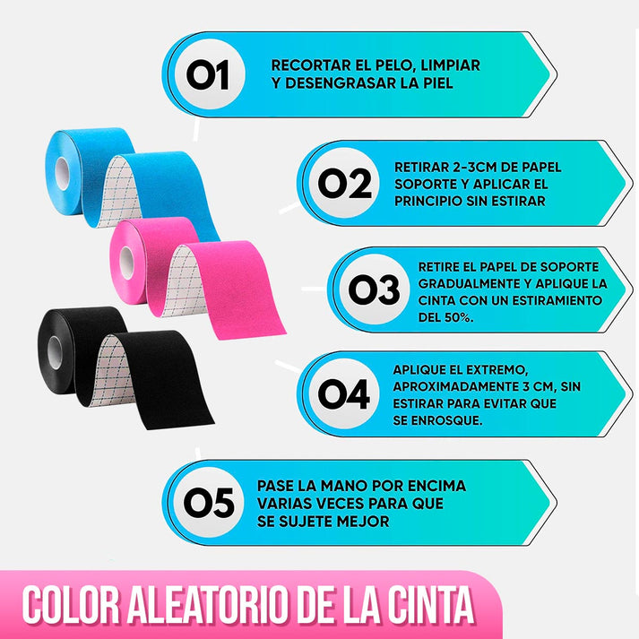 Cinta Kinesiológica Vendaje Terapéutico – ¡Libertad de Movimiento y Alivio Inmediato!