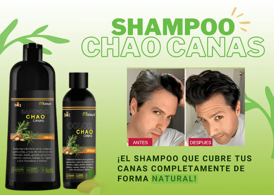 Shampoo Chao Canas - 🎯 ¡Elimina las canas de forma natural y recupera tu color sin tintes ni químicos!
