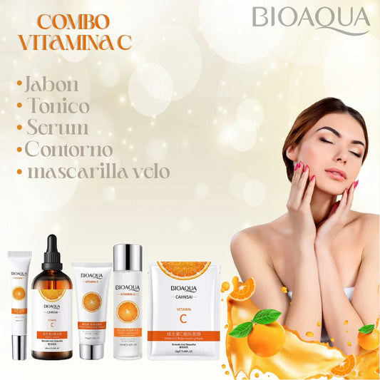 Kit Vitamina C Bioaqua X5n4 – Transforma Tu Piel en Solo 5 Pasos 🌟 ¡Brillo, Firmeza y Juventud al Alcance de Tu Mano!