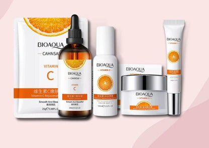 Kit Vitamina C Bioaqua X5n4 – Transforma Tu Piel en Solo 5 Pasos 🌟 ¡Brillo, Firmeza y Juventud al Alcance de Tu Mano!